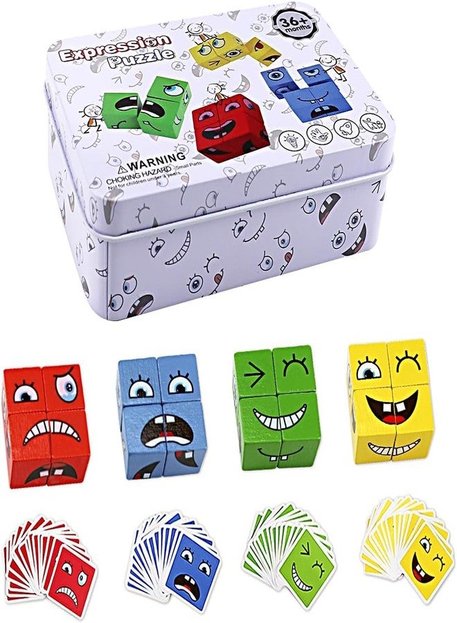 KHUMARI Face Changing Puzzle Game for Kids |Wooden Expression Blocks Brain Teaser Toy | Montessori Educational Toy for 3+ Years | Logical Thinking & Emotion Recognition Game |Fun Puzzle for children's - Image 2